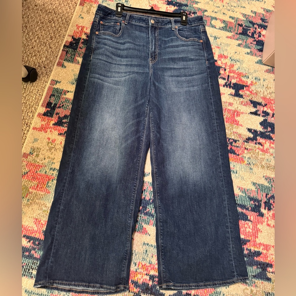 American Eagle Stretch Super High-Rise Baggy Wide Leg Jeans Stretch (14)